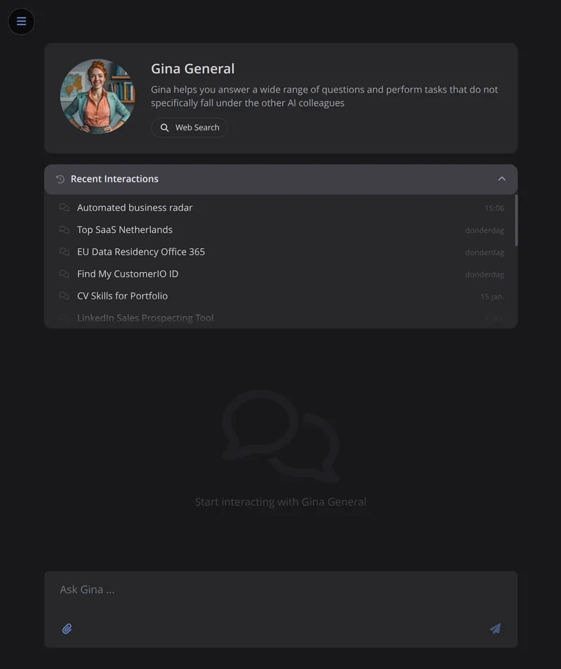 Your conversation history at a glance. Pick up any task right where you left off