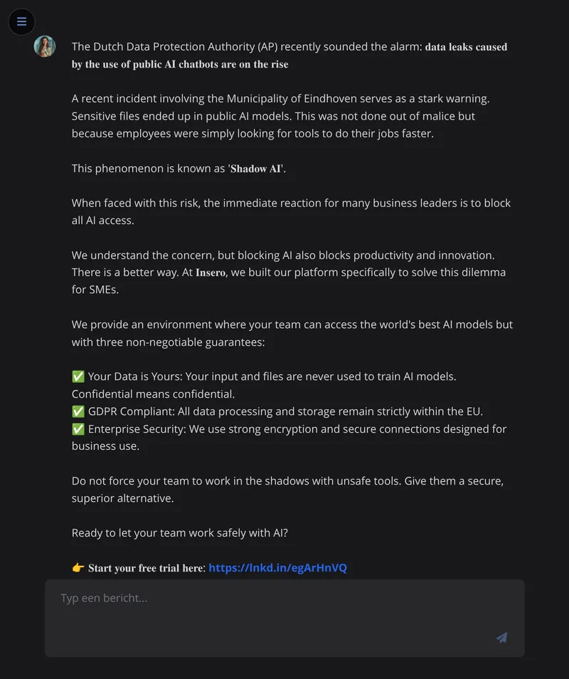 Simone drafts professional, on-brand social posts ready for your review